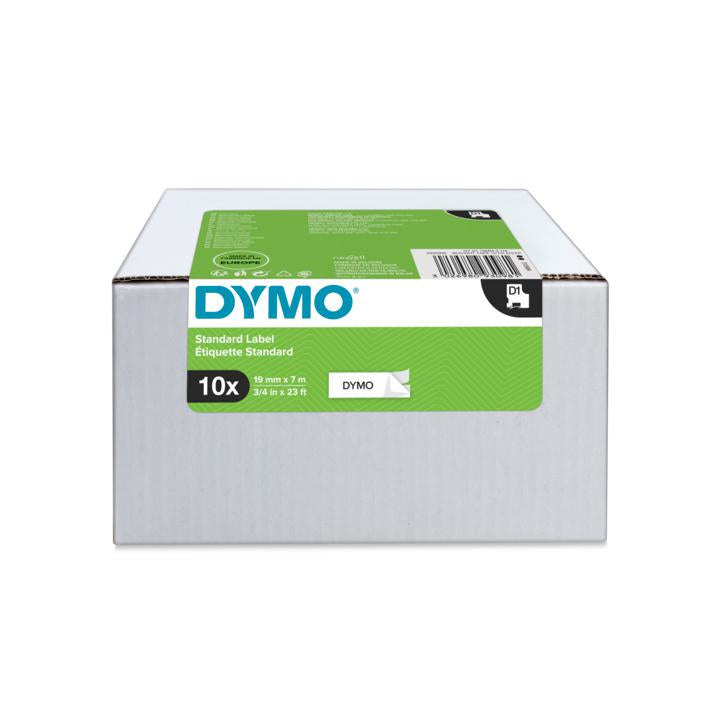 Ruban titreuse Dymo D1 19mmx7m noir/blanc paquet de10
