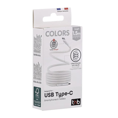 Câble usb-c 1,5m aimanté blanc - connectivité simplifiée