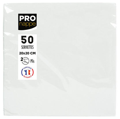 Service cocktail 2 plis 20x20 lot de 50 blanc