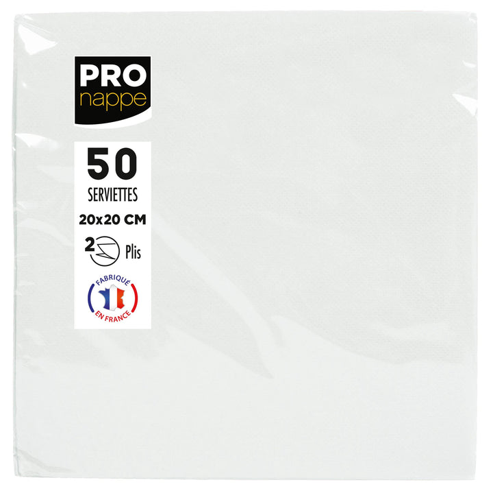 Service cocktail 2 plis 20x20 lot de 50 blanc