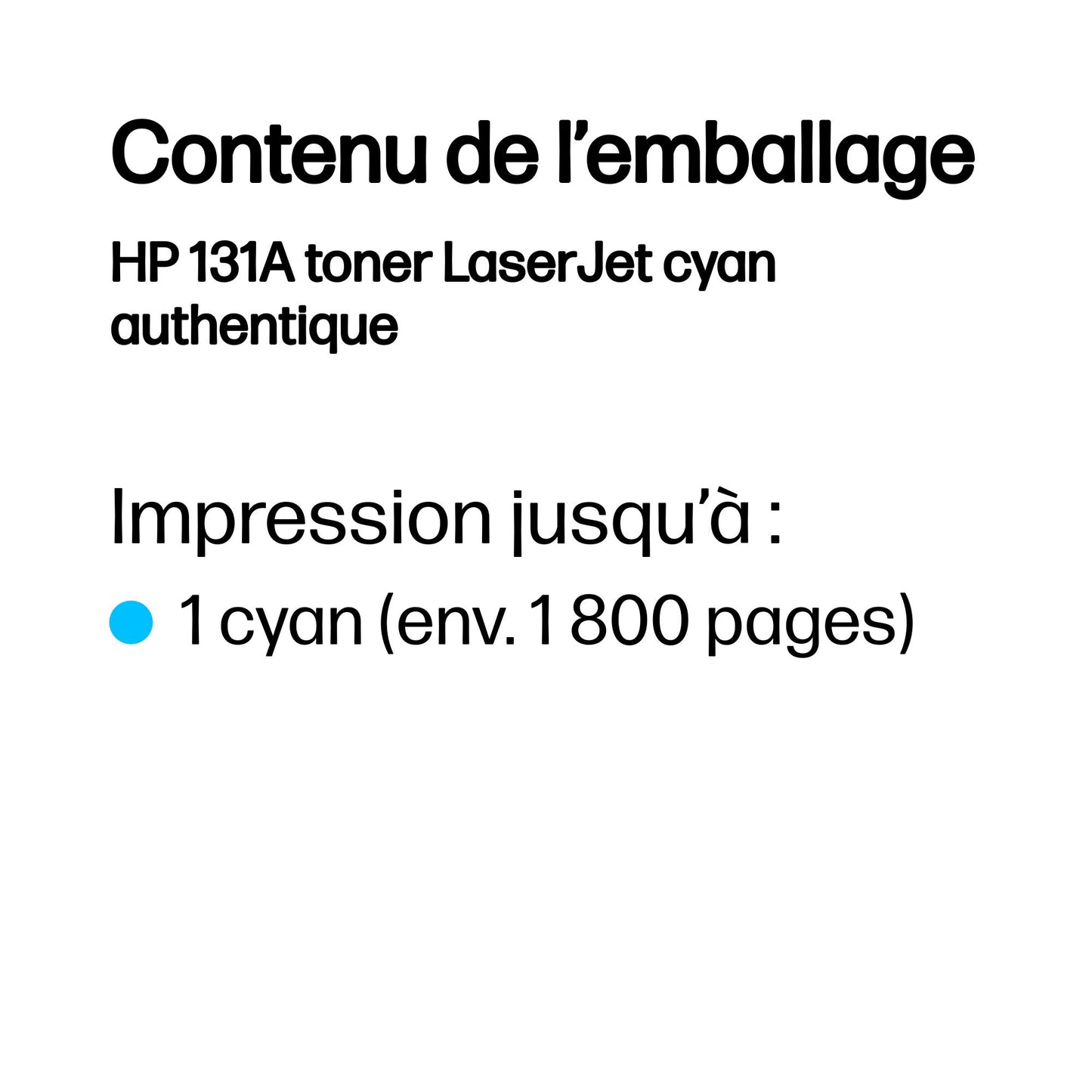 Cartouche toner HP cyan 131a - 1800 pages