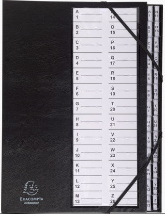 Trieur alphanumérique  A4 - 26 compartiments noir - 25x33 cm