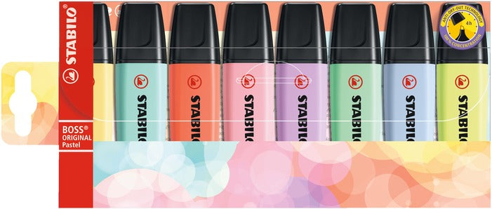 Surligneur Stabilo boss pastel - 8 couleurs douces et créatives