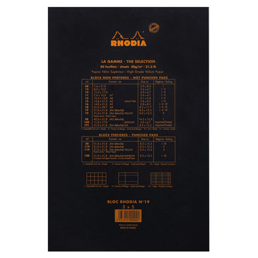 Bloc rhodia 210x318 80f 5x5noir