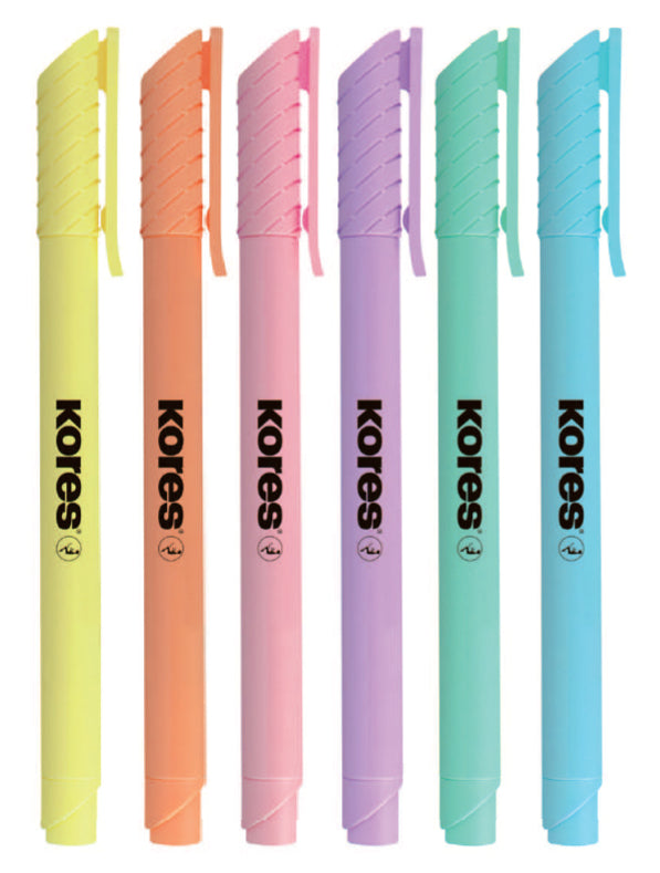 Étui de 6 surligneurs pastel - pointe biseautée