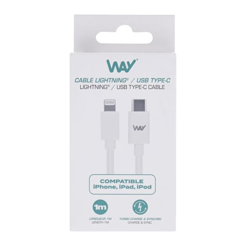 Câble lightning/usb-c 1m - charge rapide 20w