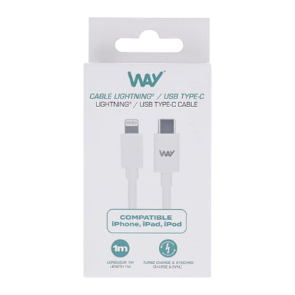 Câble lightning/usb-c 1m - charge rapide 20w