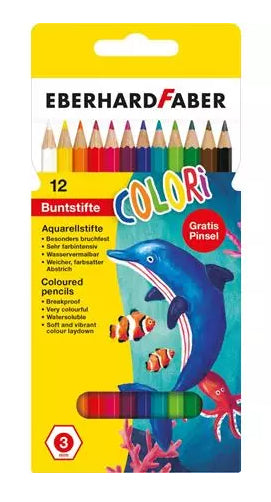 Crayons de couleur aquarellables Eberhard Faber 12 pièces