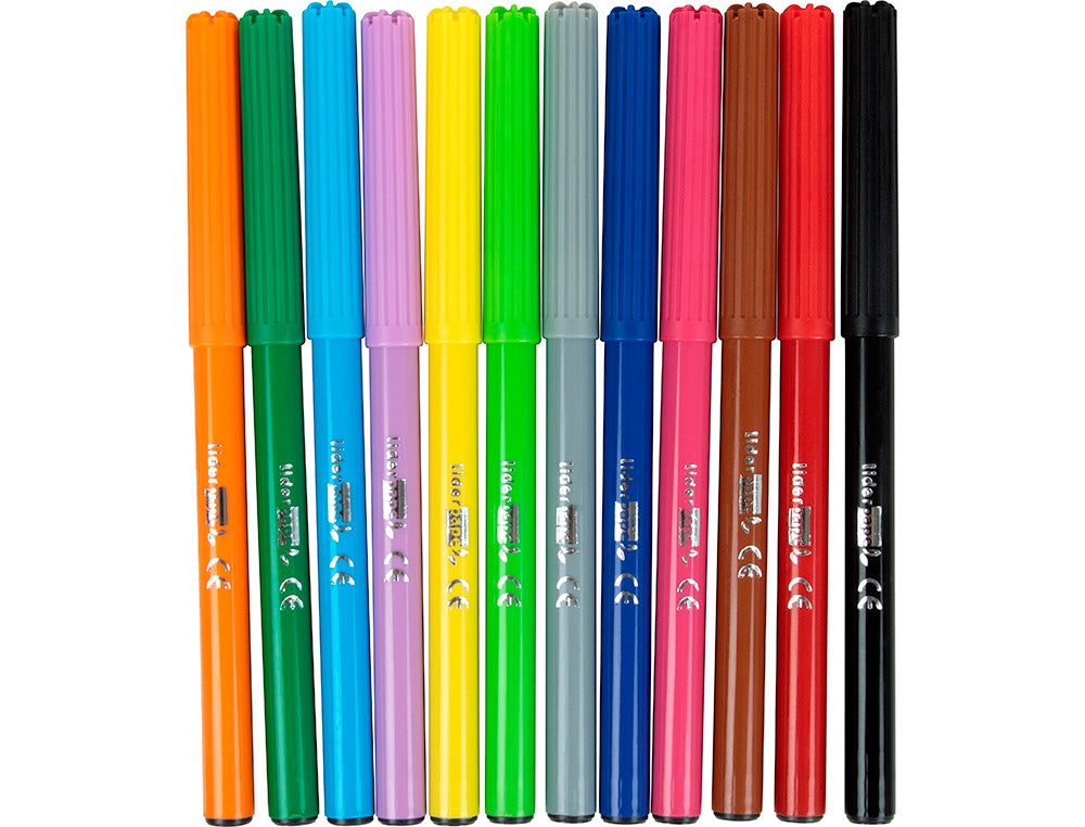 Feutres dessin pointe Fine - Assortis, 12 pièces