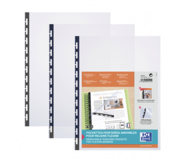 Pochettes perforées A4 pour protege document Flexam-lot de 10