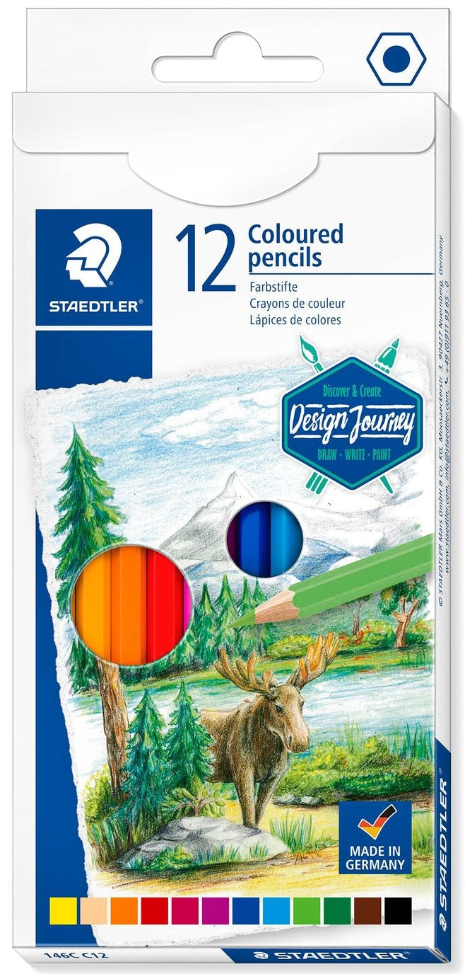 Crayons de couleur hexagonaux - 12 couleurs vives