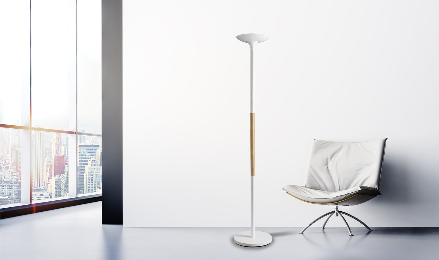 Lampadaire led blanc/bois 40w-hauteur 1800cm