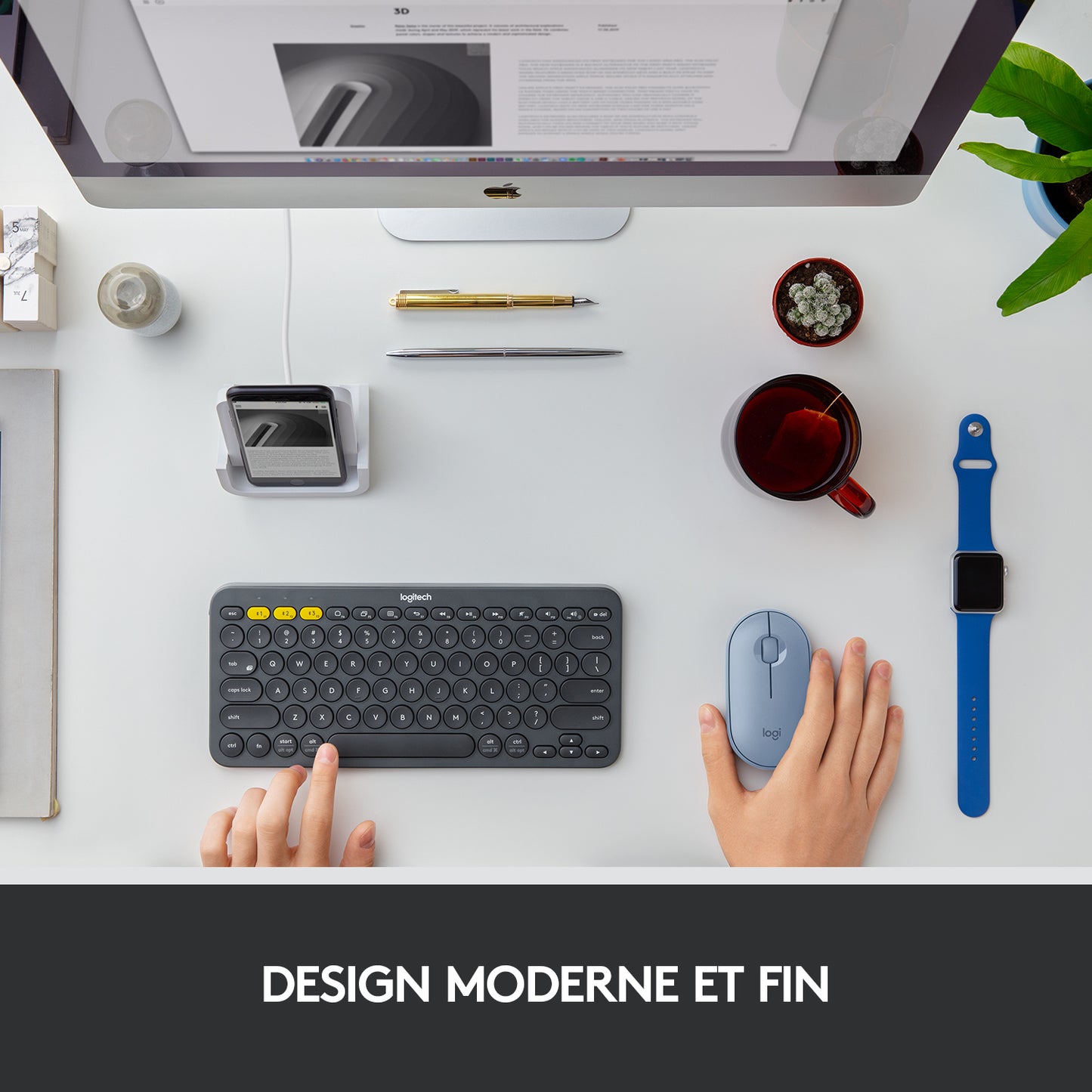 Souris sans fil pebble - clic silencieux et bluetooth