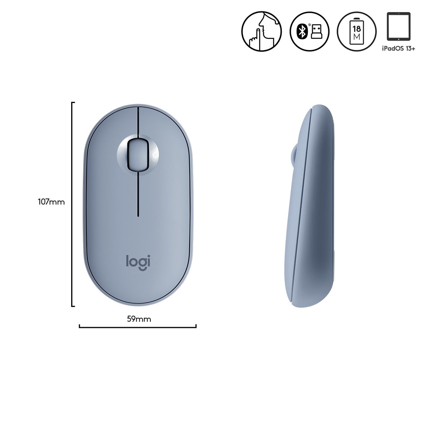 Souris sans fil pebble - clic silencieux et bluetooth