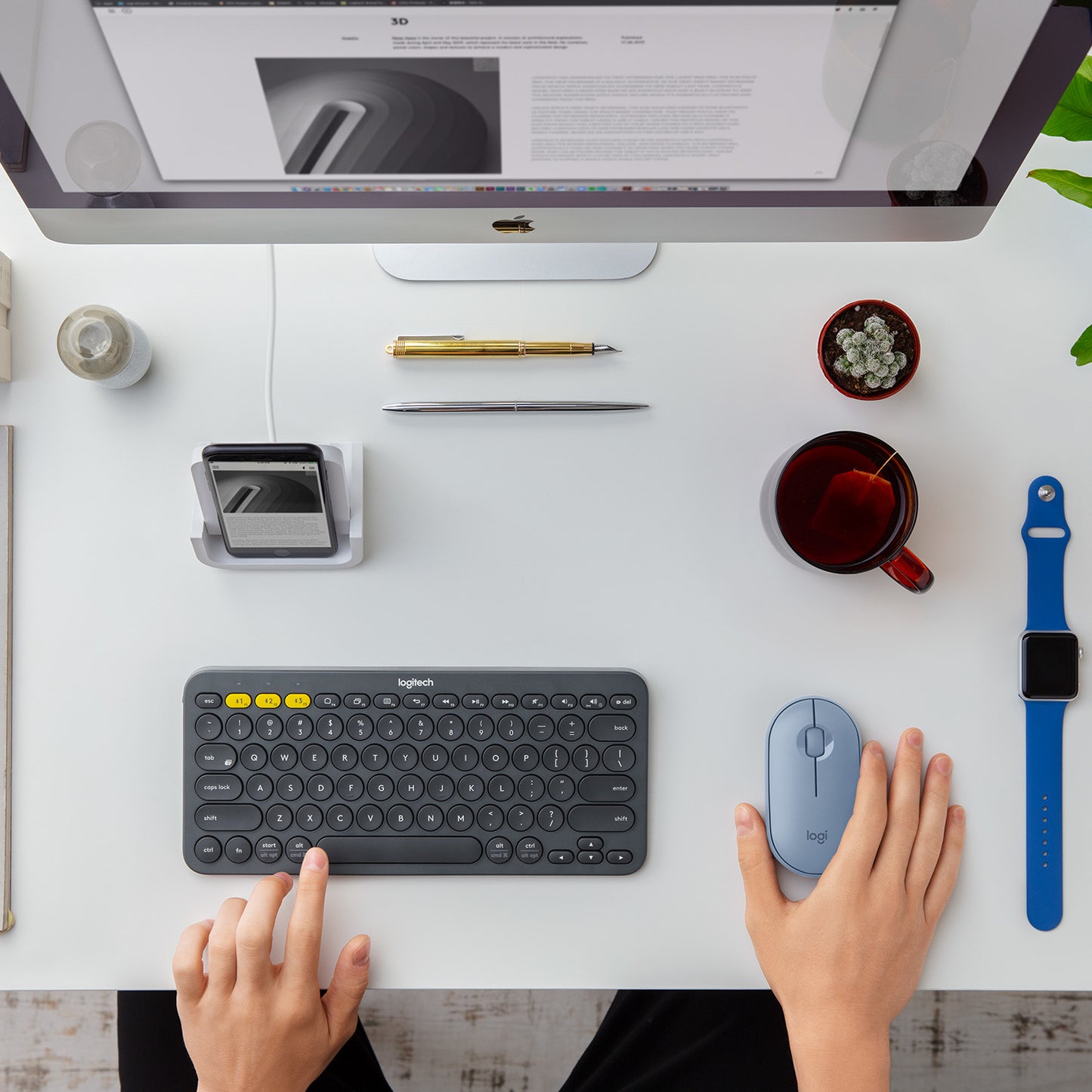 Souris sans fil pebble - clic silencieux et bluetooth