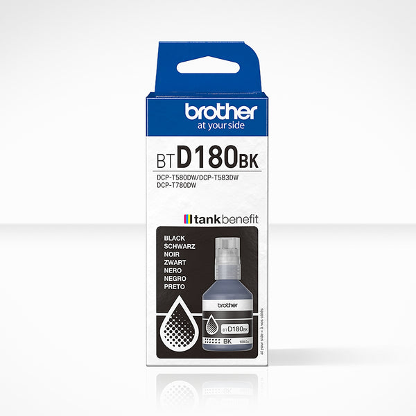 Bouteille d'encre Brother noire btd180bk - haute capacité 7500 pages