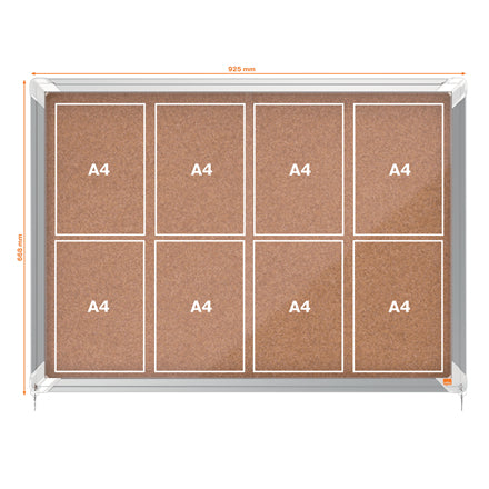Vitrine d'affichage porte coulissante, fond en liège, 8 feuilles A4,pour l'intérieur