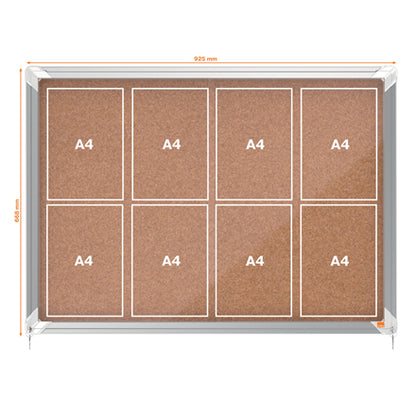 Vitrine d'affichage porte coulissante, fond en liège, 8 feuilles A4,pour l'intérieur