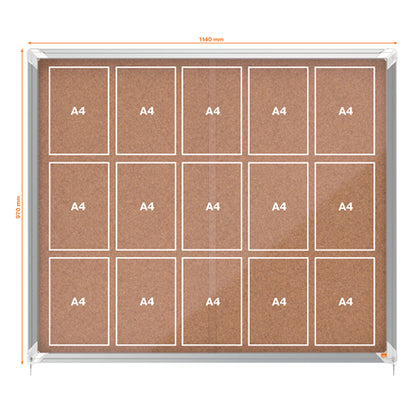 Vitrine d'affichage porte coulissante , fond en liège, 15 feuilles A4,pour l'intérieur
