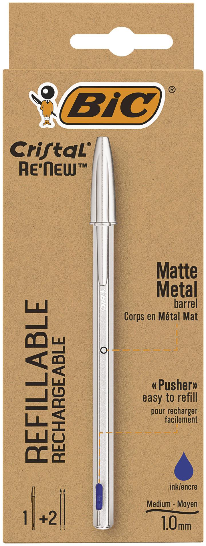 Stylo à bille rechargeable - pointe moyenne 1,0 mm