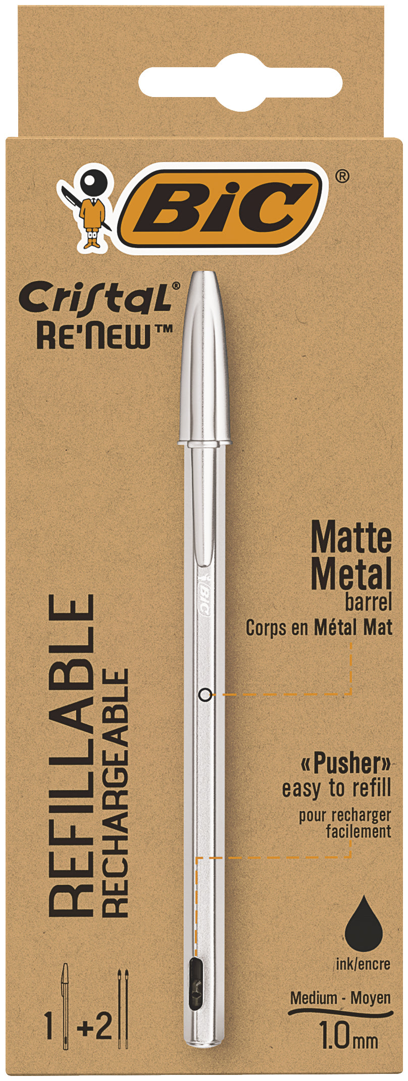 Stylo à bille rechargeable - pointe moyenne 1,0 mm