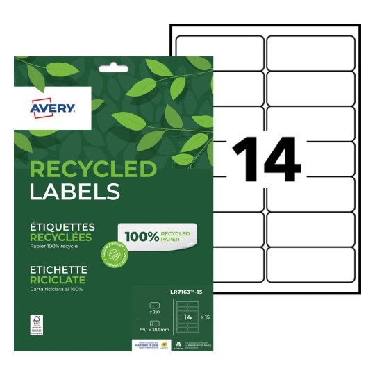 Etiquette  recyclé  99.1x38.1- 15feuilles 210 etiquettes