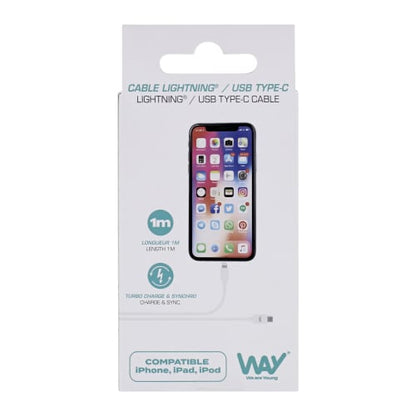 Câble lightning/usb-c 1m - charge rapide 20w