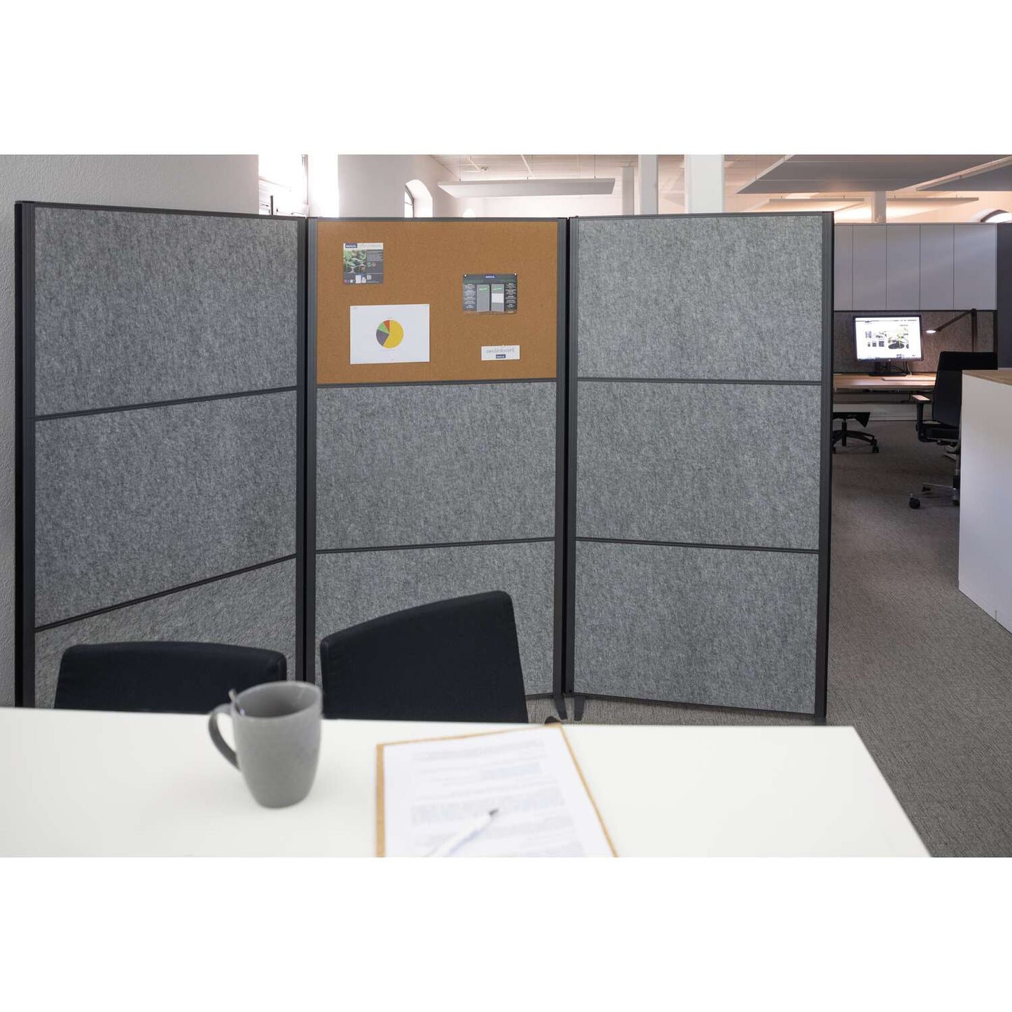 Cloison acoustique sur pied 2 faces acoustique +1 face tableau blanc H183cmX100L