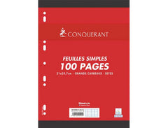 feuillets mobiles perforés 210x297 seyes - 100 pages -blanc