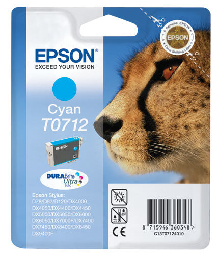 Cartouche Epson cyan t0712 - résistance à l'eau et à l'essuyage
