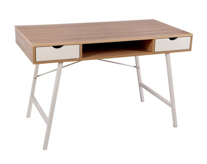 Bureau home office avec tiroir - piètement blanc 120x48x76