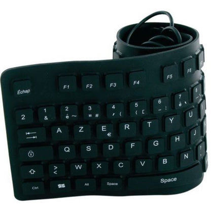 Clavier usb flexible étanche azerty - noir