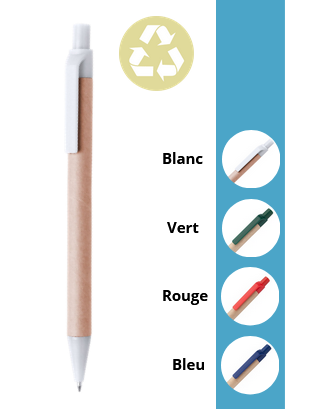 Stylo Bille Rétractable - Corps Carton Personnalisable
