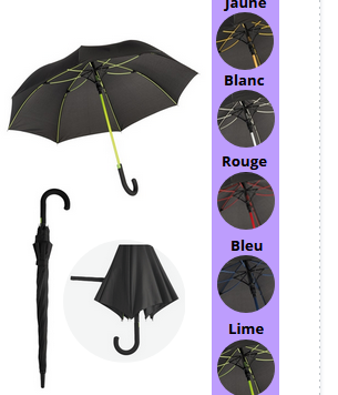 Parapluie noir - ouverture automatique, branche colorée
