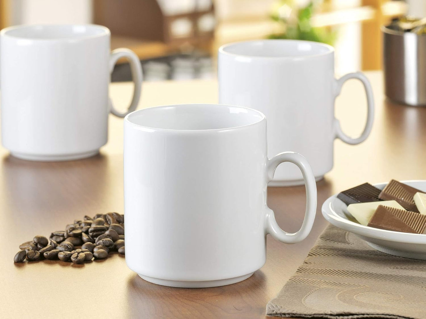 Tasses à café en porcelaine - lot de 6, résistantes