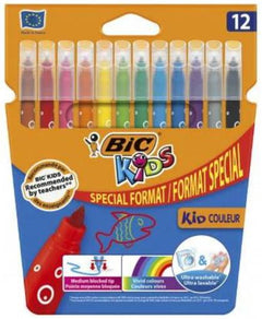 Feutres BIC Kids couleur - 12 couleurs assorties - pointe moyenne