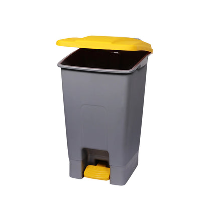 Poubelle de Tri 70L avec Pédale - Gris/Jaune