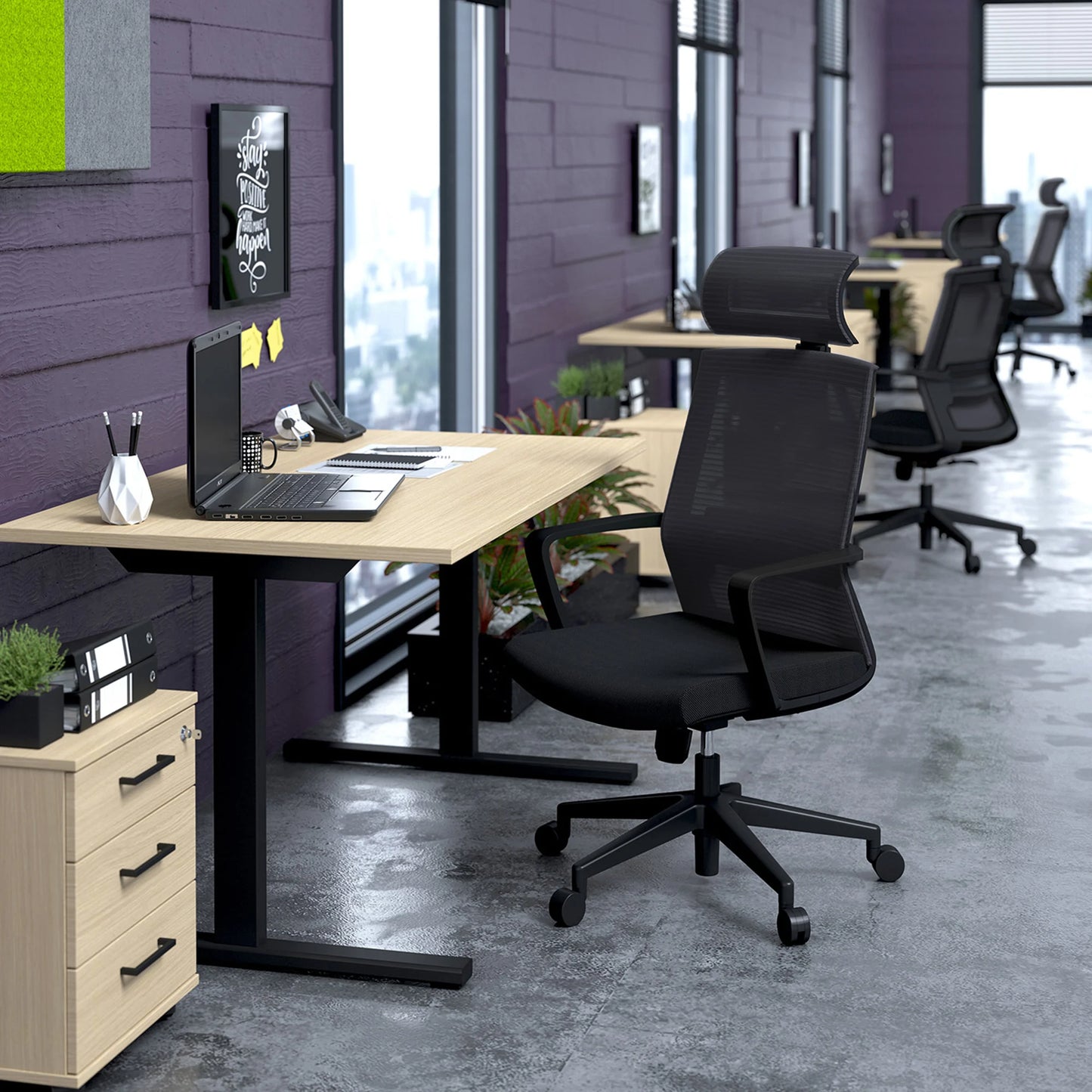 Siege De Bureau Smart Avec Tetiere  Noir /Noir