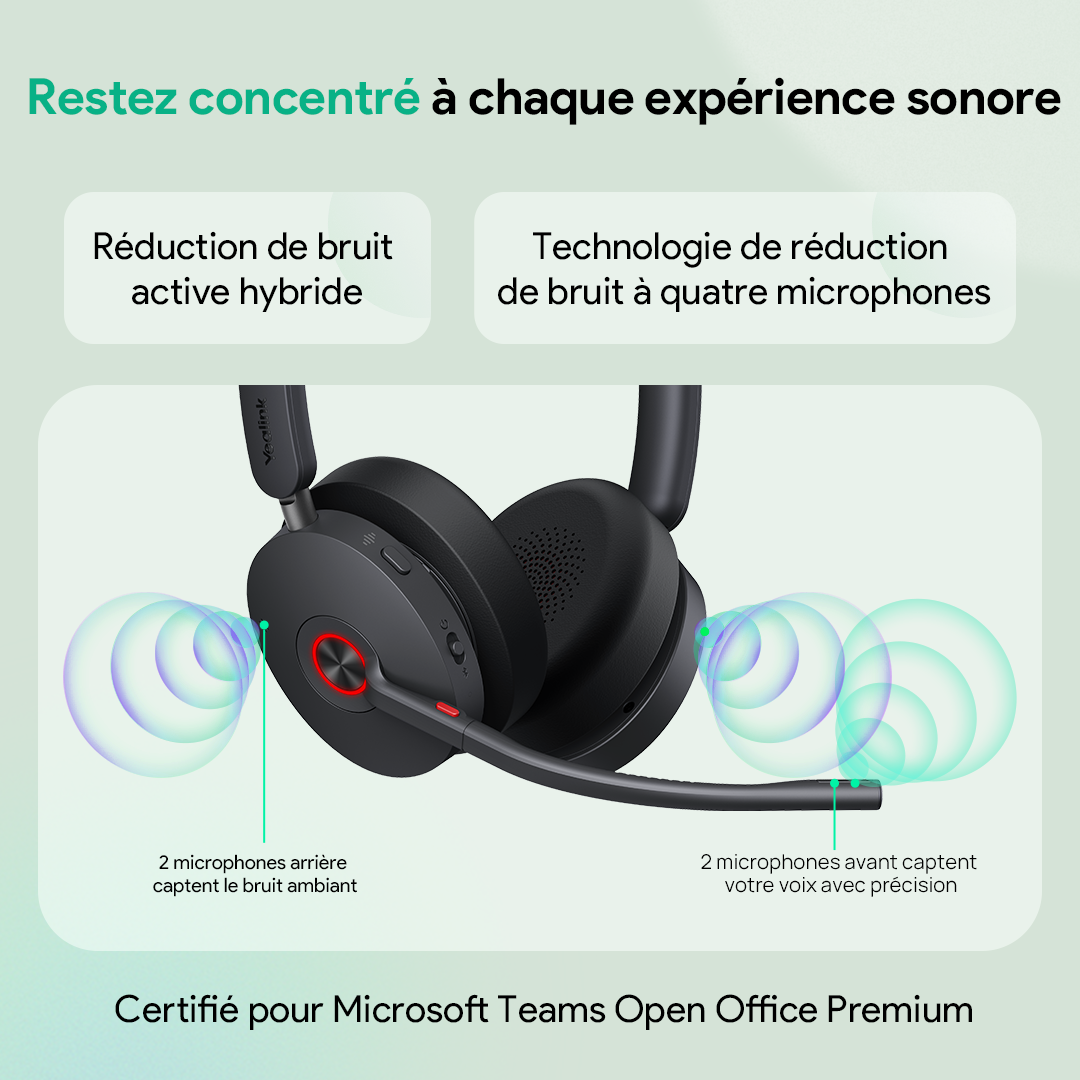 Casque bluetooth BH74 - réduction de bruit avancée - YEALINK