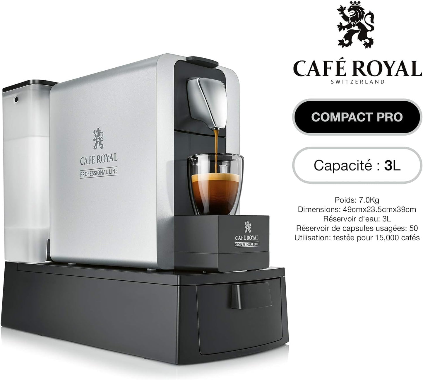 Machine à café compacte Café royal - 3l, 19 bars, silencieuse