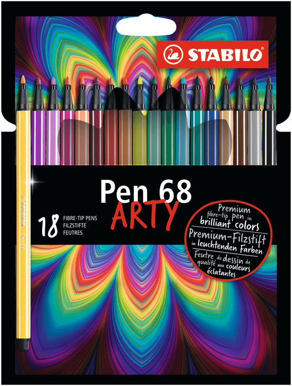 Feutre Pen 68 - Étui 18 Couleurs, Pointe Moyenne