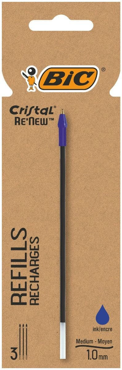 Recharge Stylo à Bille - Bleu Moyen, Étui de 3