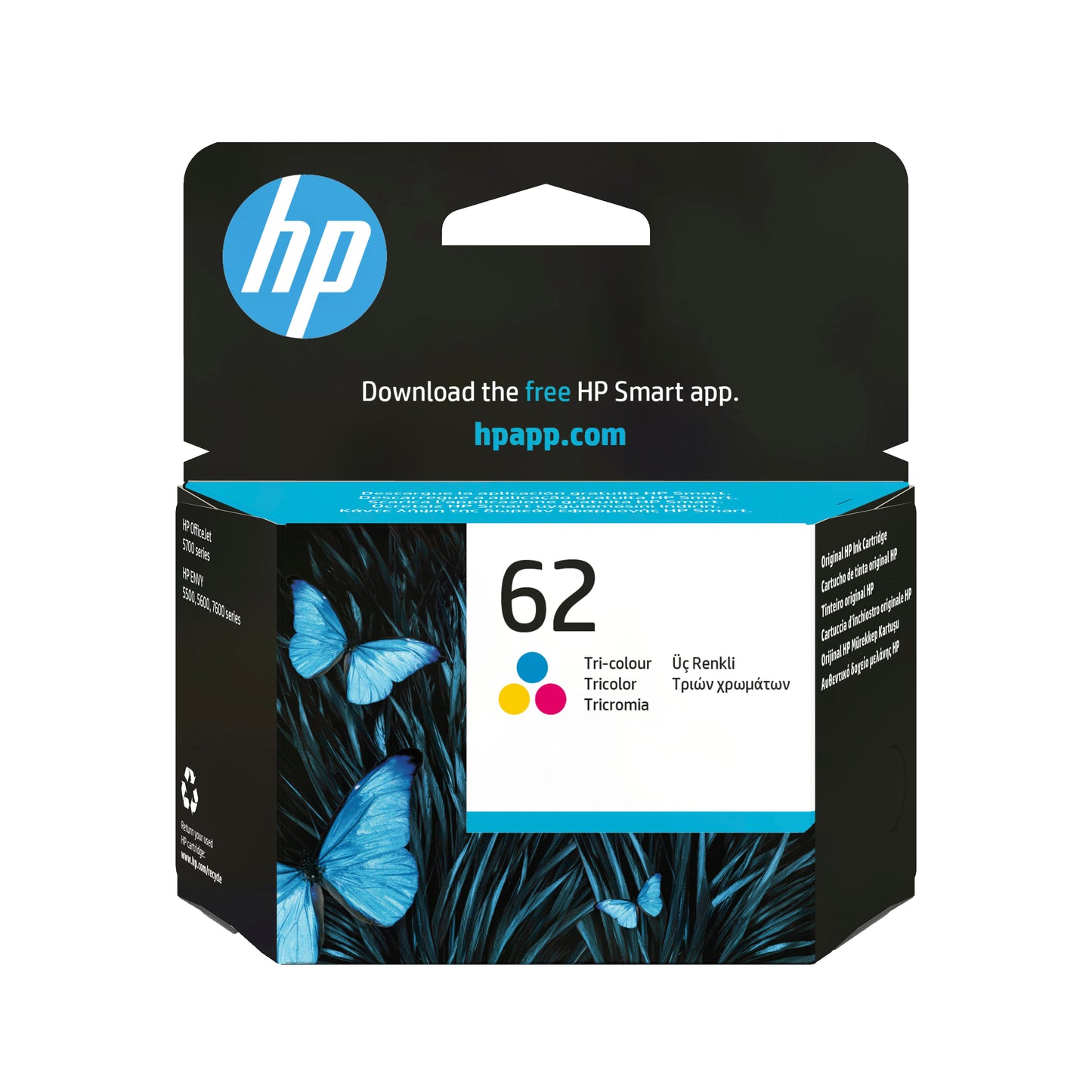Cartouche d'encre HP couleur 62 - impression durable