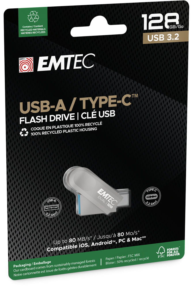 Clé usb dual d280 - 128 go, double interface