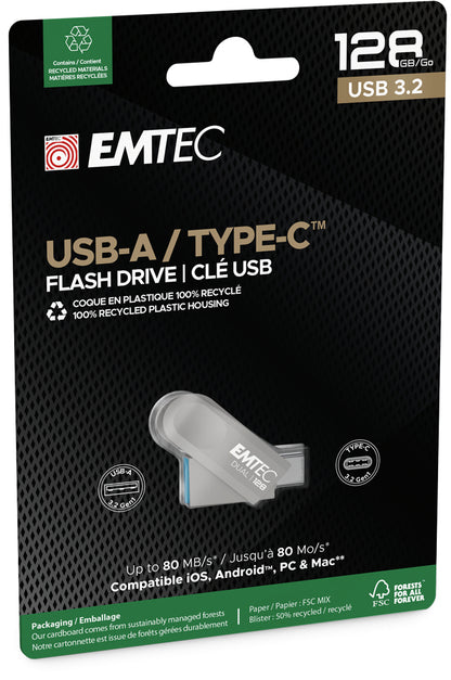 Clé usb dual d280 - 128 go, double interface