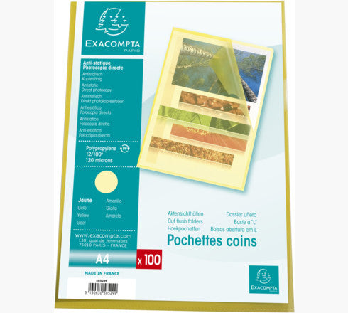 Pochette coin polypro grainée 12/100e sachet de 100-jaune