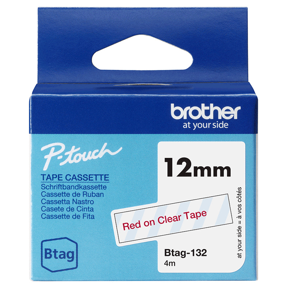 Ruban Brother Btag 12mm - Rouge/Transparent