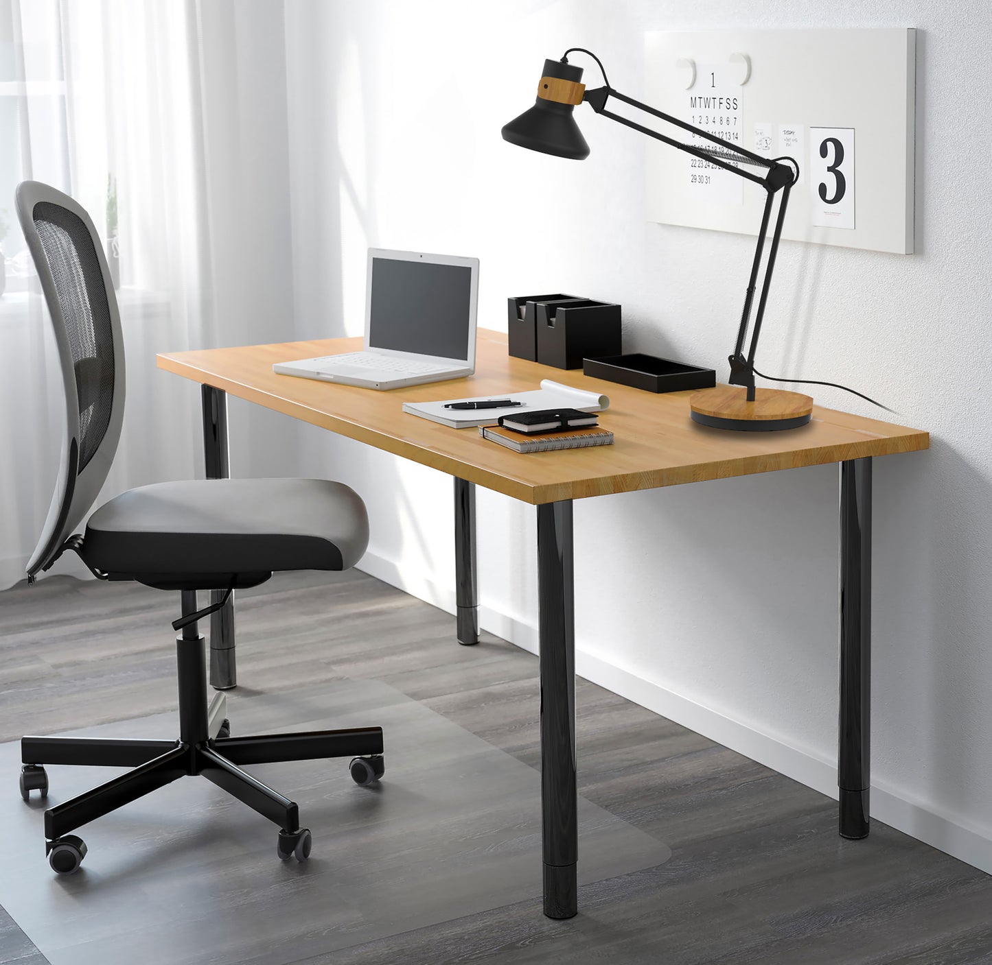 Lampe de bureau LED baya bamboo noir