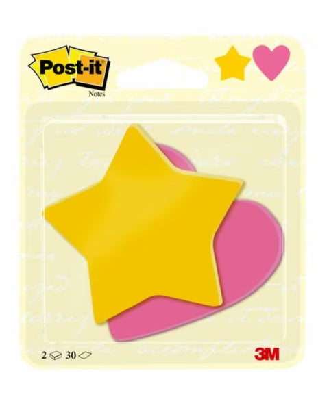 Bloc de notes Post-It 3M étoile/cœur 2x30 feuilles