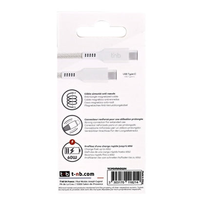 Câble usb-c 1,5m aimanté blanc - connectivité simplifiée